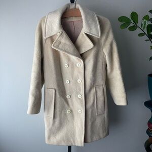 70s Vintage Surrey Classics Mohair Cotton Cream Peacoat Double Breasted